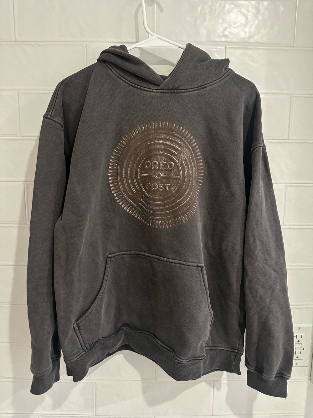Post Malone Oreo Hoodie Mens Large Gray Posty Co Cookie Sweatshirt Pullover